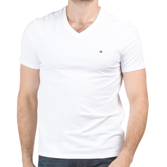 NEW TOMMY HILFIGER V-neck Stretchy Short Sleeve Tee Breezy Blue for men 163tn - Picture 3 of 5